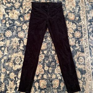 J Brand Women's High Waisted Velour Super Skinny Pants -Black